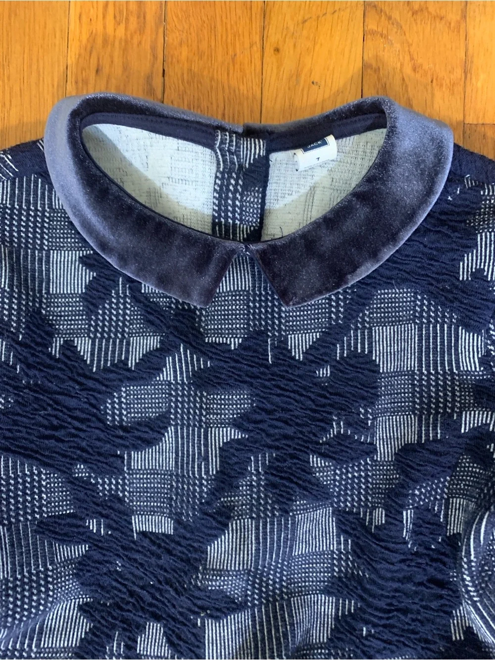 Janie and Jack Navy and Light Blue Velvet Collar Dress 7Y